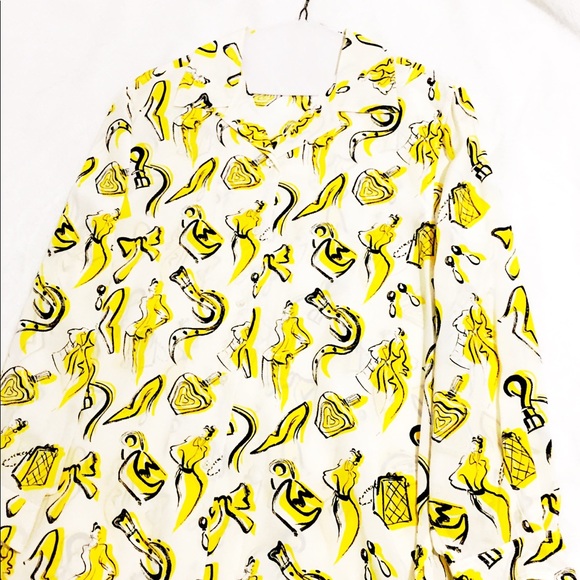 💋RARE 80’s VTG•Retro Fashion Printed Silky Blouse - Picture 4 of 16